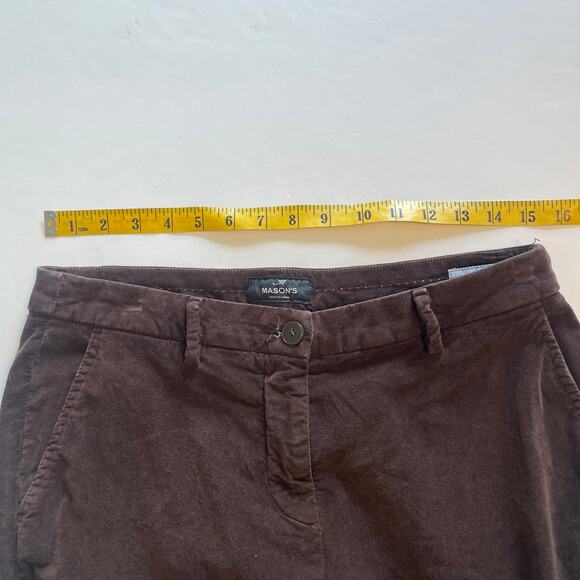 Mason's Velvet Straight Leg Pants Size 44 (US 10) Chocolate Brown Mid Rise Italy - Picture 8 of 10